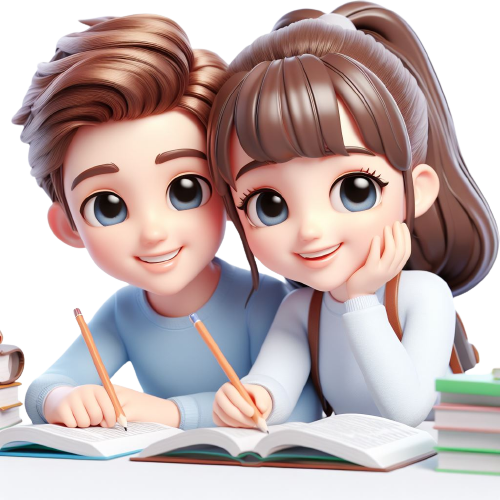 Studying boy and girl